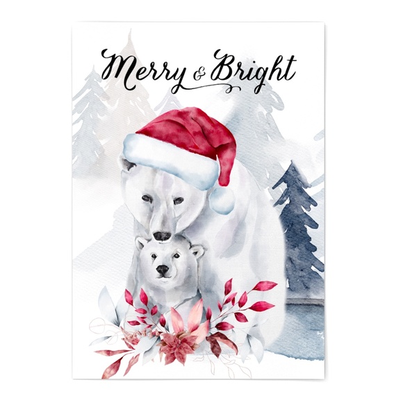 Watercolor Christmas Wall Art Illustration Print Poster Unframed - Picture 2 of 6